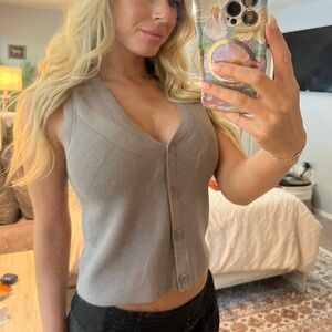 Express Knit Button-Down Tank Top